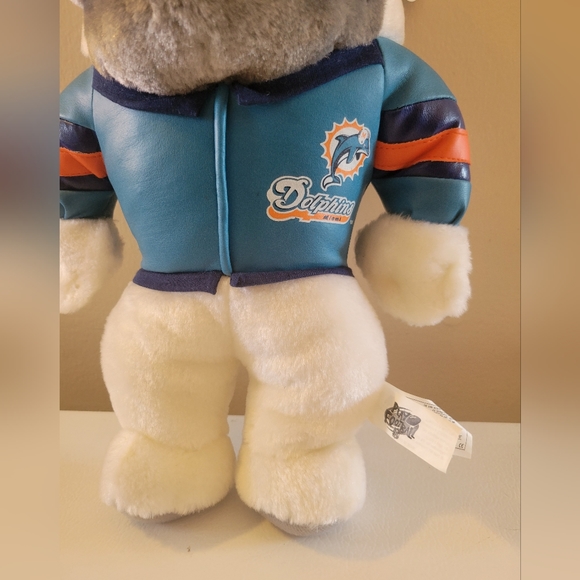 Vintage 1998 NFL Dolphins Bull Dog With Jacket Plush Toy NWT - Picture 2 of 9